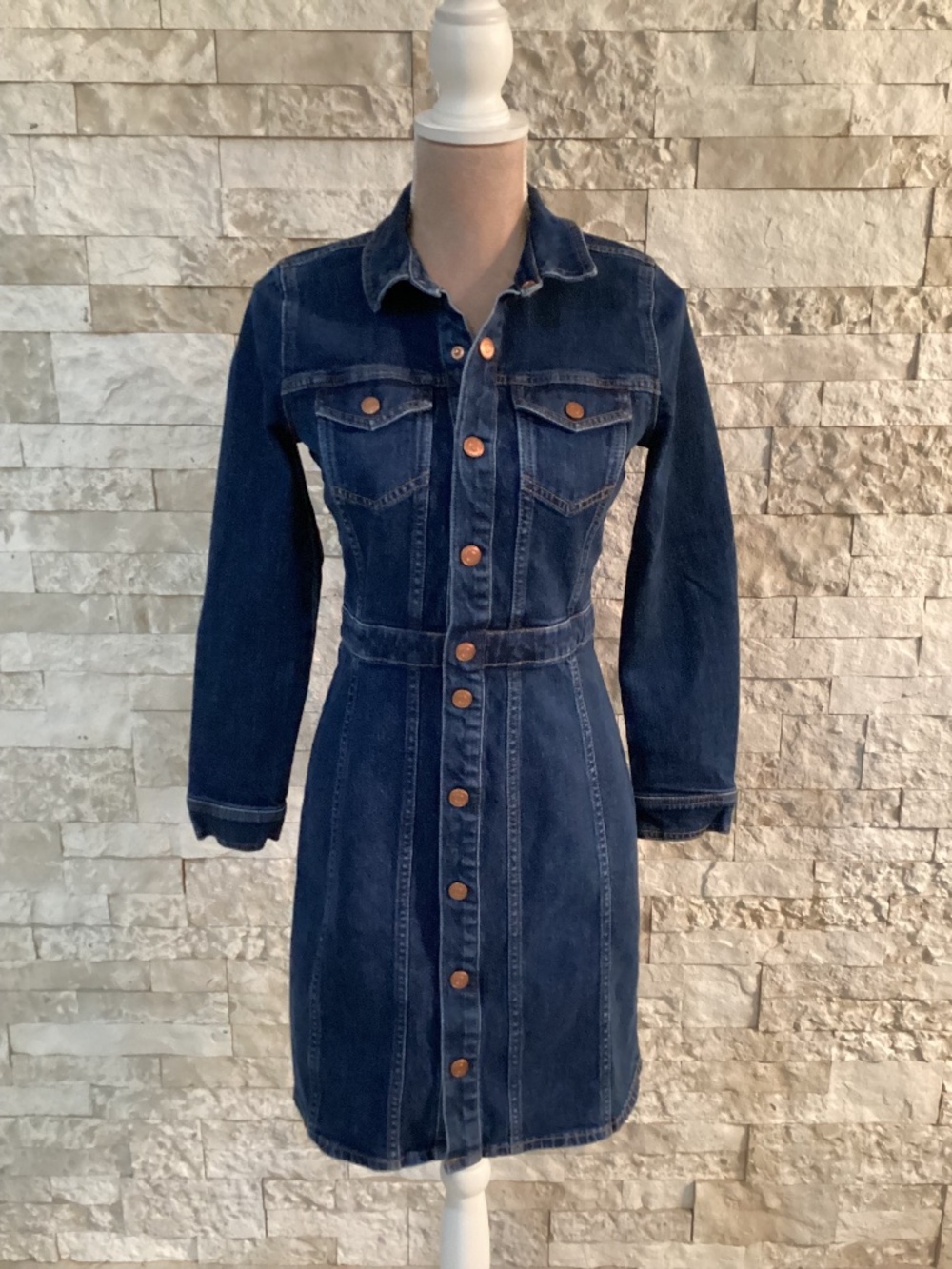 J.Crew button-front long-sleeve denim dress